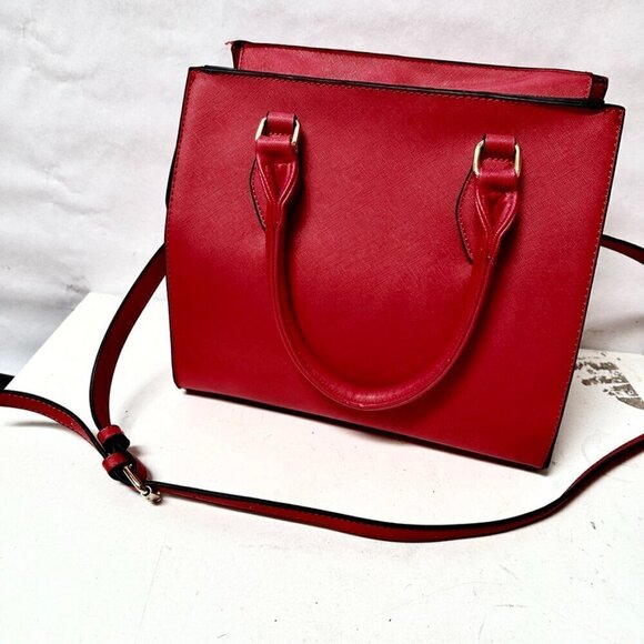 Bold Red Crossbody Bag Satchel Handbag Pocketbook Square Messenger Academia EUC - Picture 6 of 9